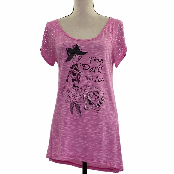 STYLE & Co Pink Paris Graphic Tunic Top Size Small - Picture 1 of 11